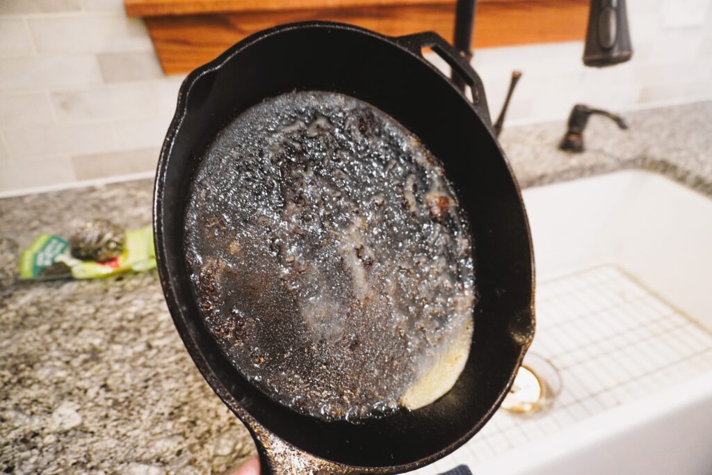 dirty cast iron skillet