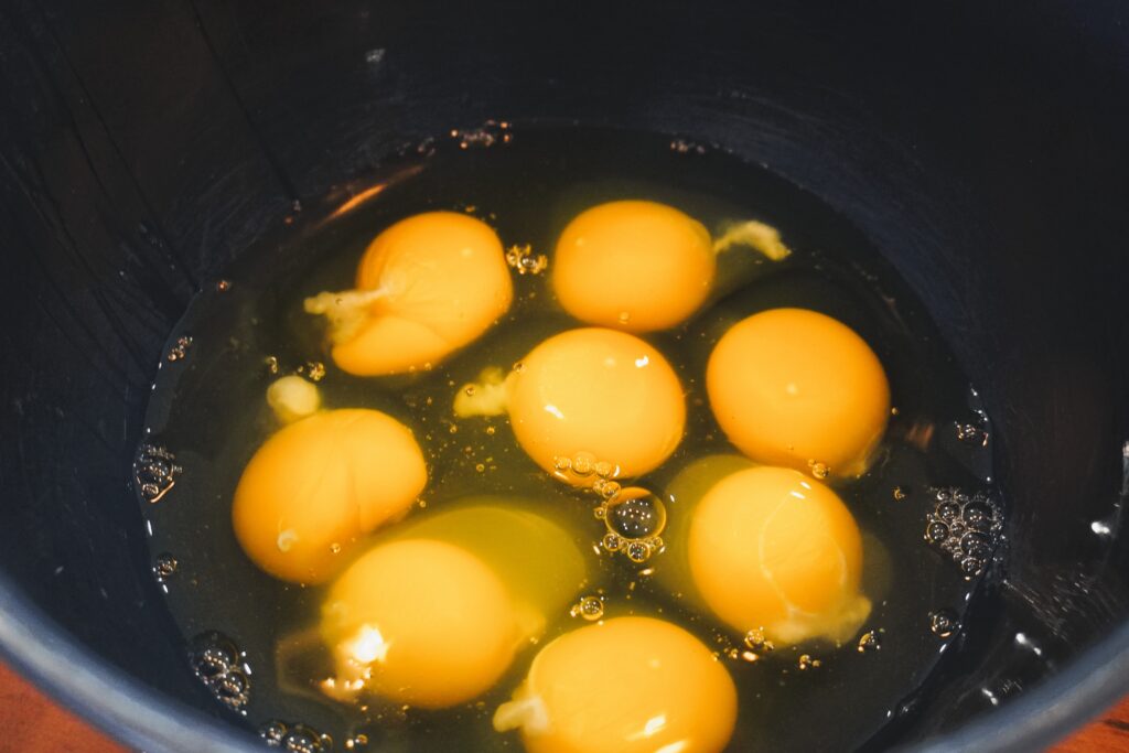 cracked eggs in a bowl