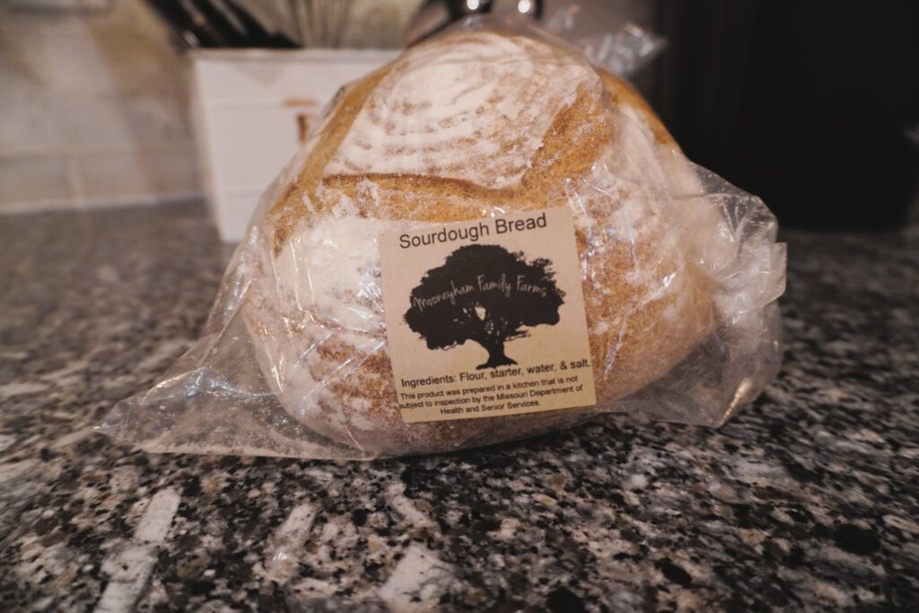 sour dough bread wrapped in plastic