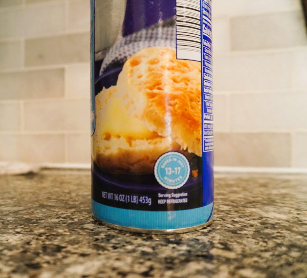 unopened can of biscuits