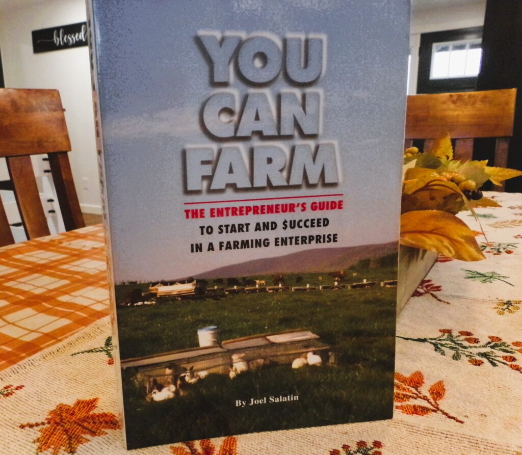Book for beginning farmers sitting on a kitchen table