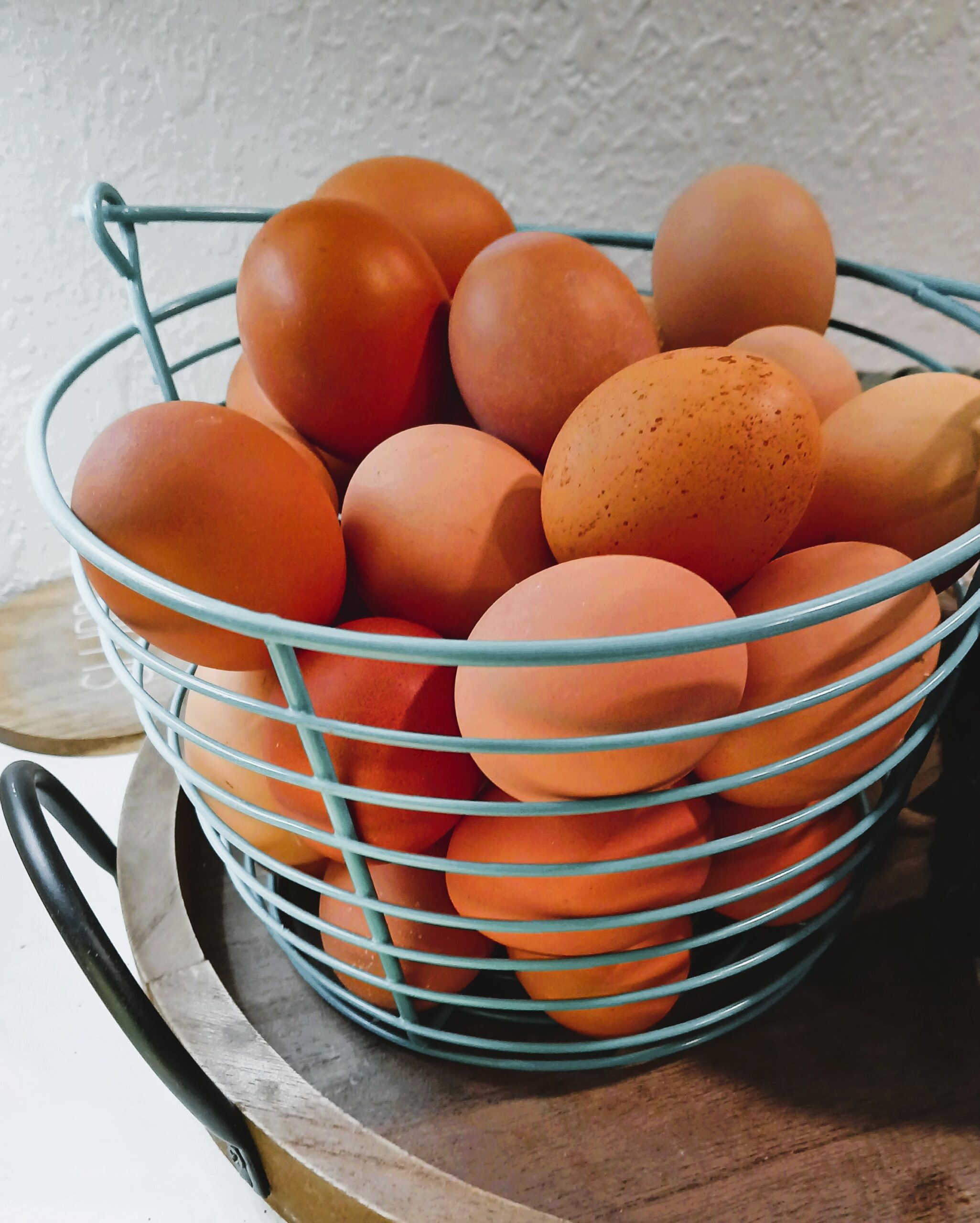 Farm fresh eggs in a basket