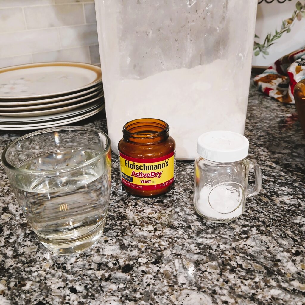 Ingredients on a counter for Artisan Bread