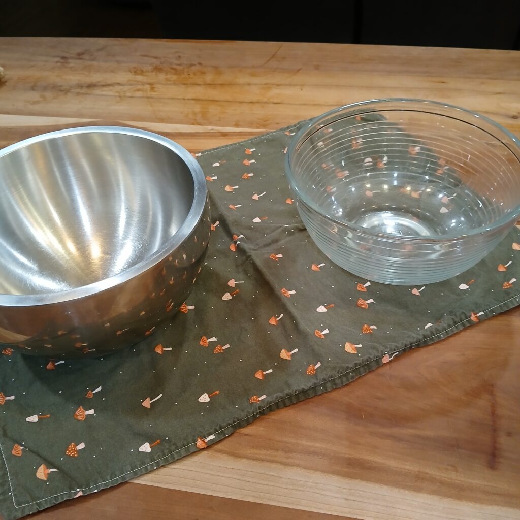 Two mixing bowls on counter