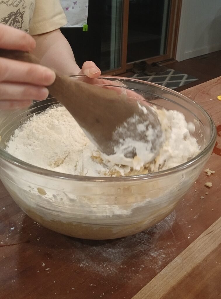 Stirring dough