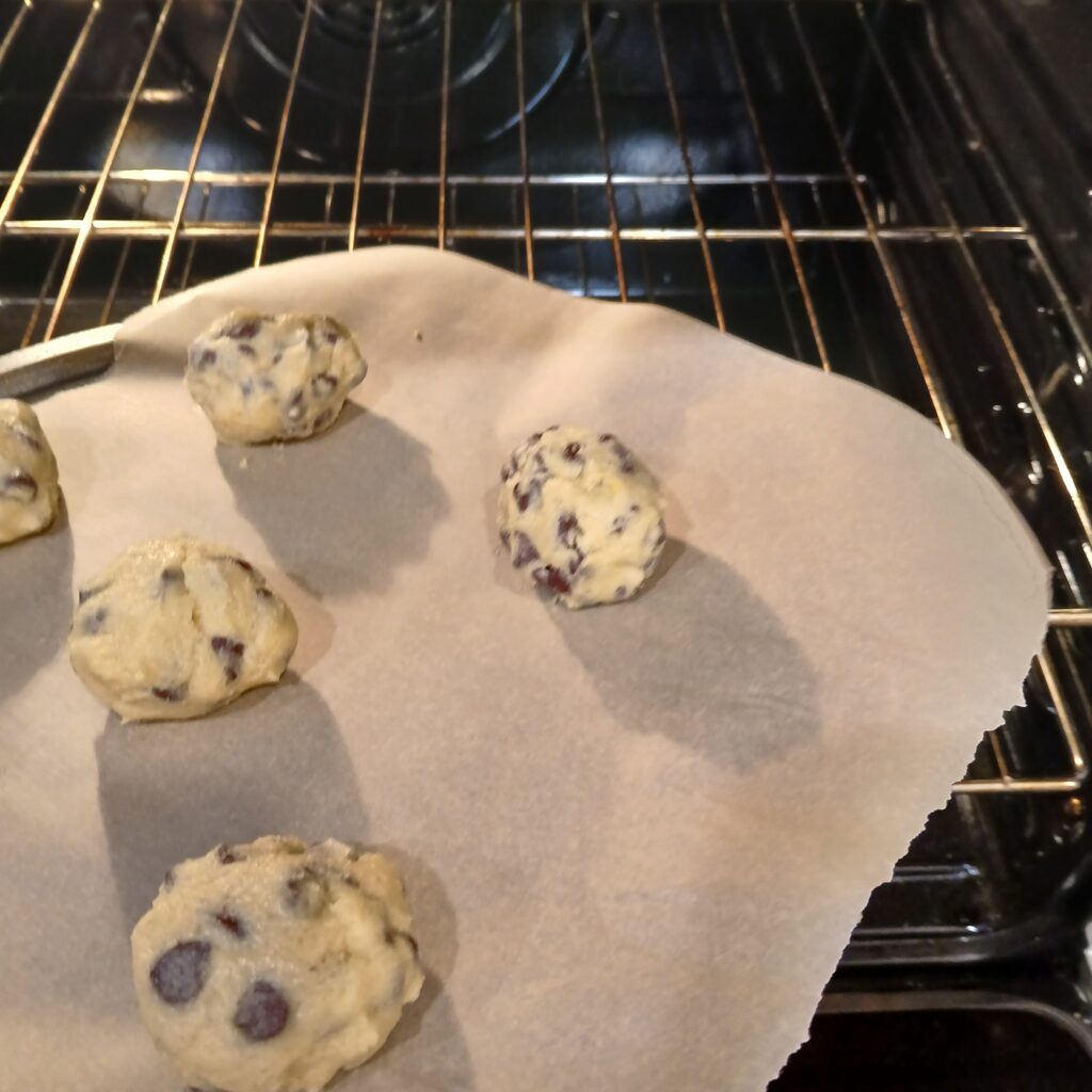 Ball of cookie dough in the oven