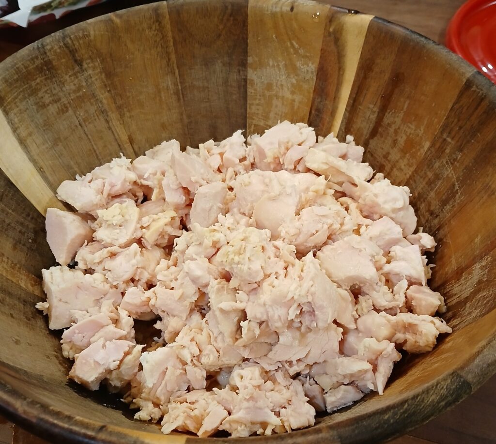 Canned chicken in a bowl
